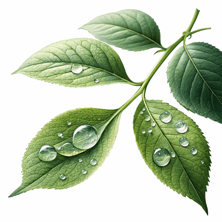 water-on-a-few-leaves-on-isolated