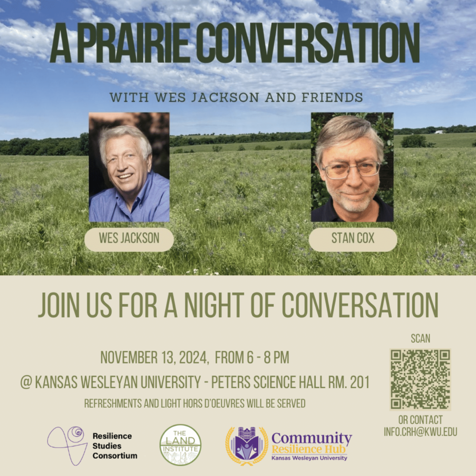 A Prairie Conversation with Wes Jackson and Stan Cox: Kansas Wesleyan University