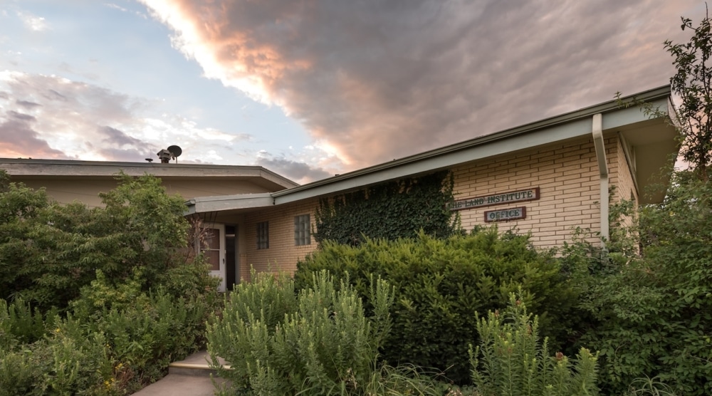 A former farmhouse, acquired with the purchase of land, serves as the administrative headquarters of The Land Institute